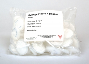 Filter for syringe disposable 0.45um 35mm Polyethersulfone (PES) 50 pack